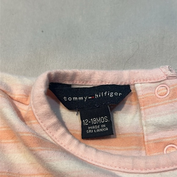 Tommy Hilfiger Pink and White Striped Short Sleeve Tee - Picture 2 of 3